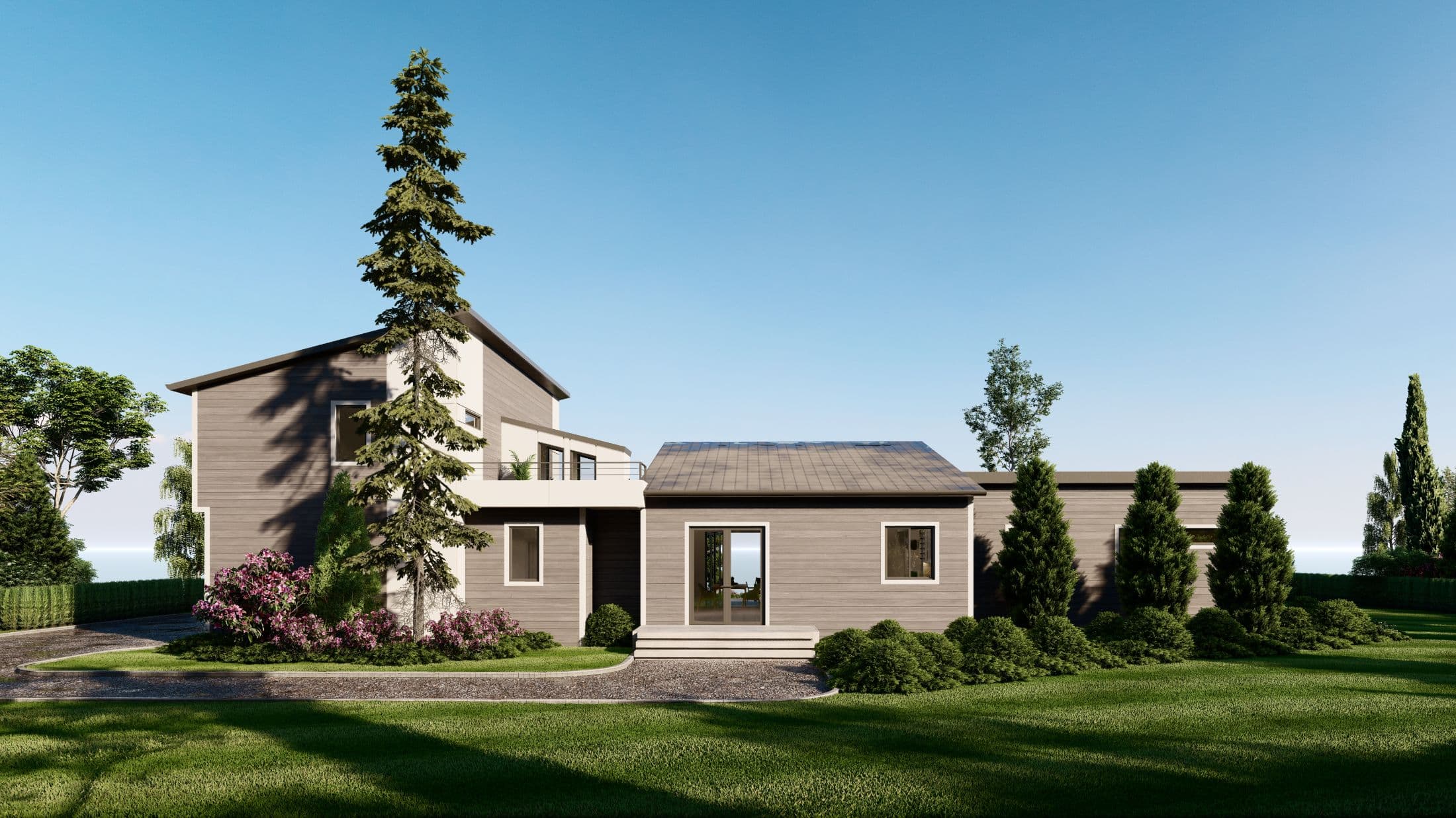 Model 8 hero, elevation, and exterior home features