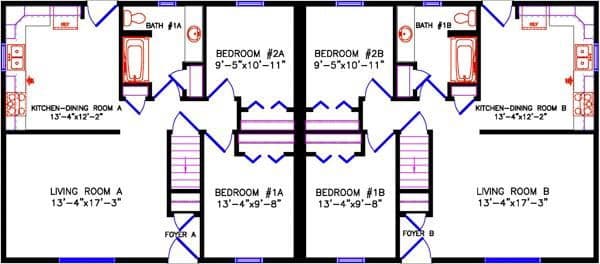 Duplex ranch 2660 floor plan home features