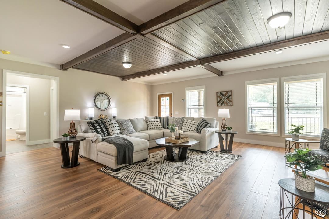 The barndominium interior home features