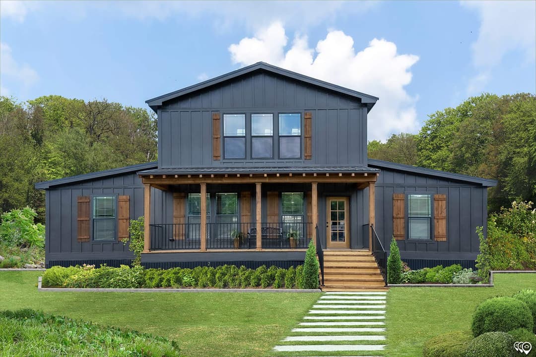 The barndominium hero, elevation, and exterior home features