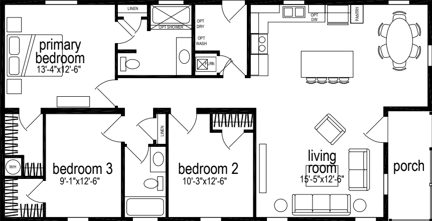 Sunwood multi-section f530-aj floor plan home features