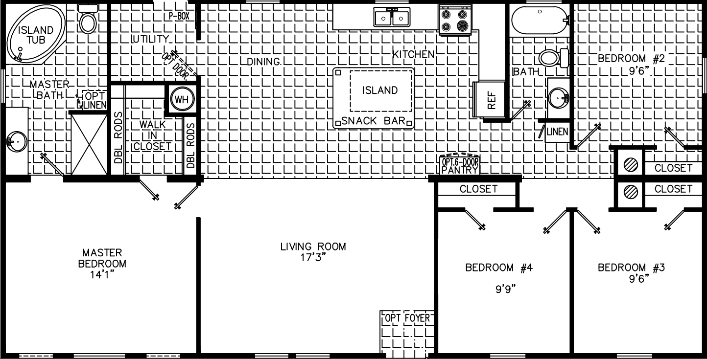 Scott 2852 with optional kitchen floor plan home features