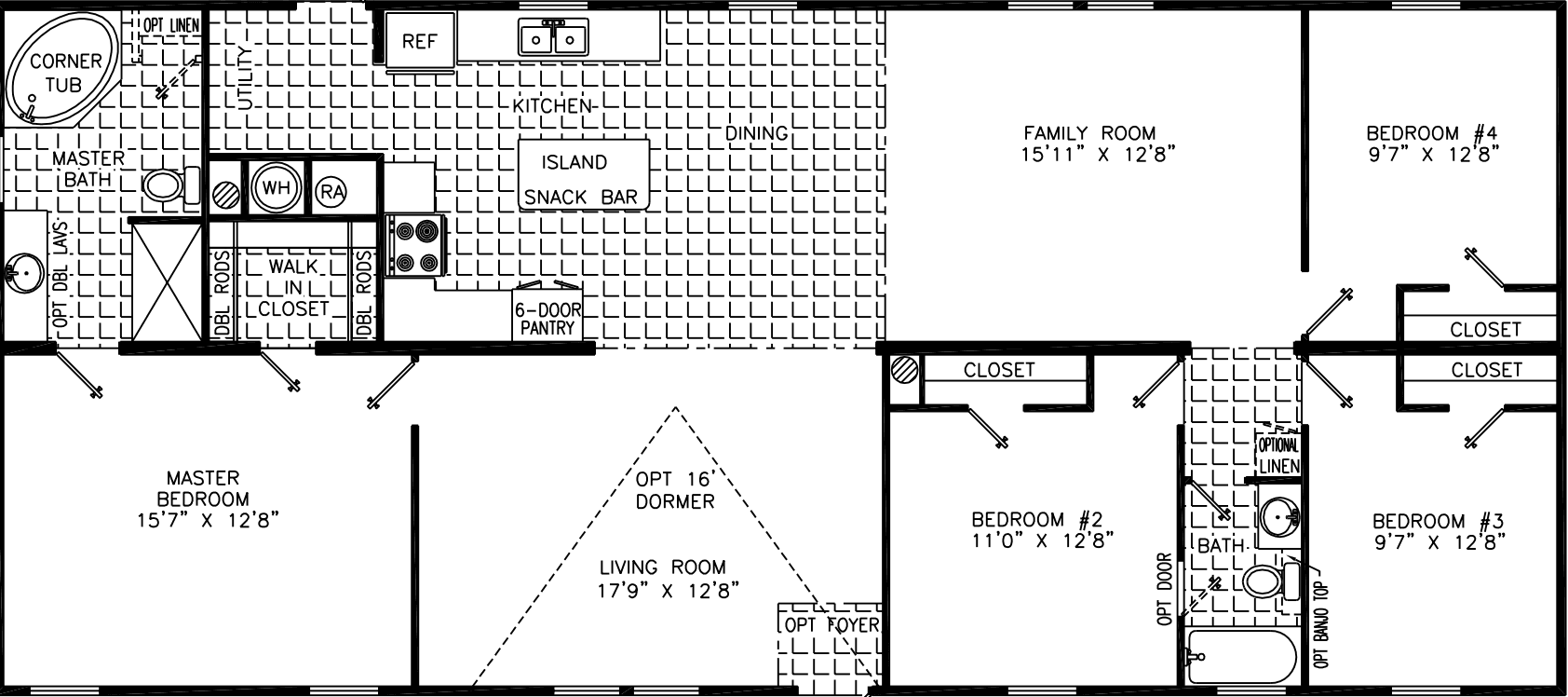 Wayne 2860 with optional kitchen and  floor plan home features