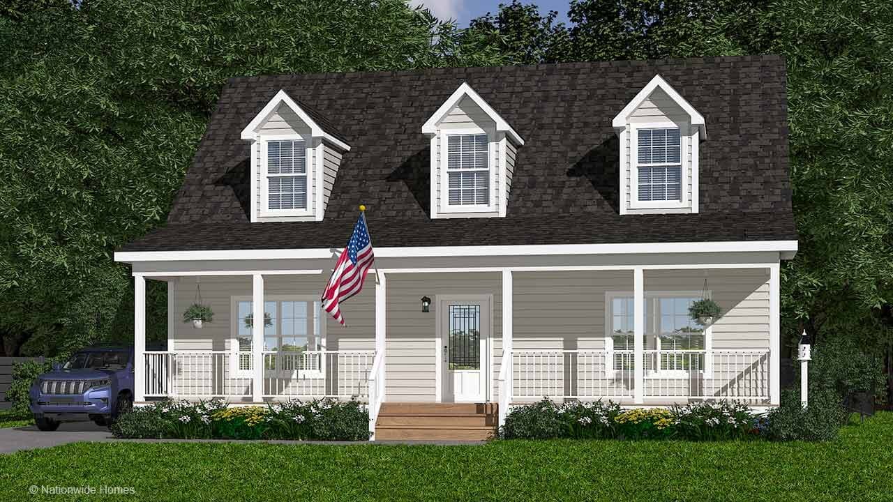 Oak cape hero, elevation, and exterior home features
