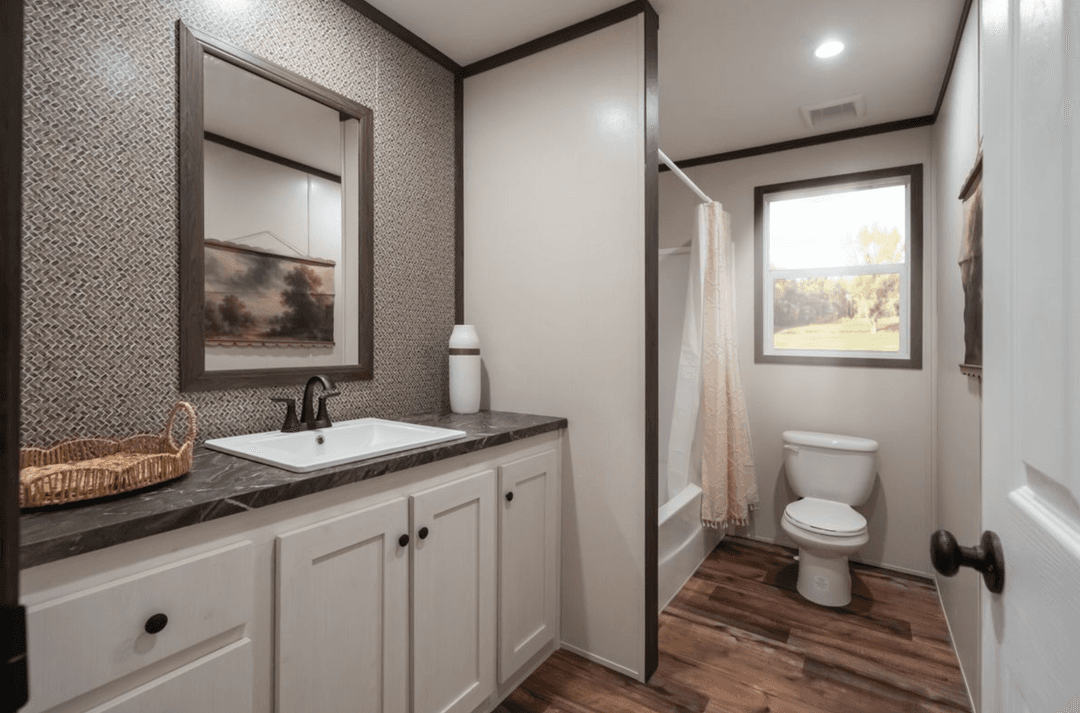 Mountain view bathroom home features