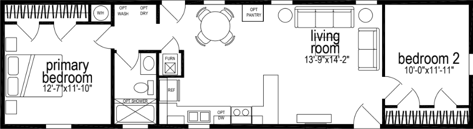 Sunwood single-section f358-ab floor plan home features
