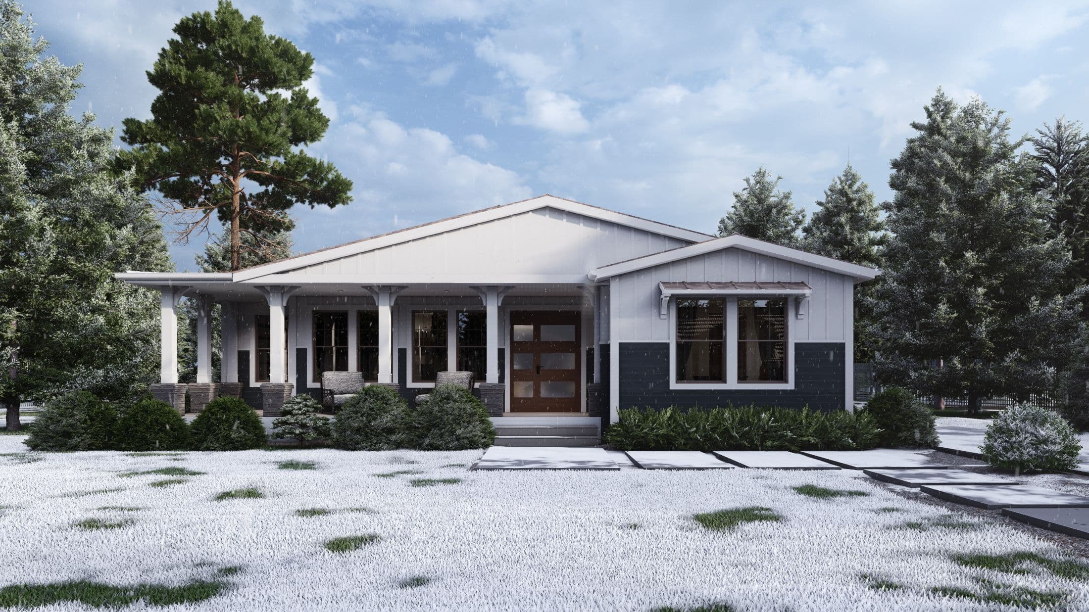 Model 16 hero, elevation, and exterior home features