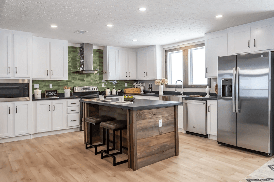 The limestone kitchen home features