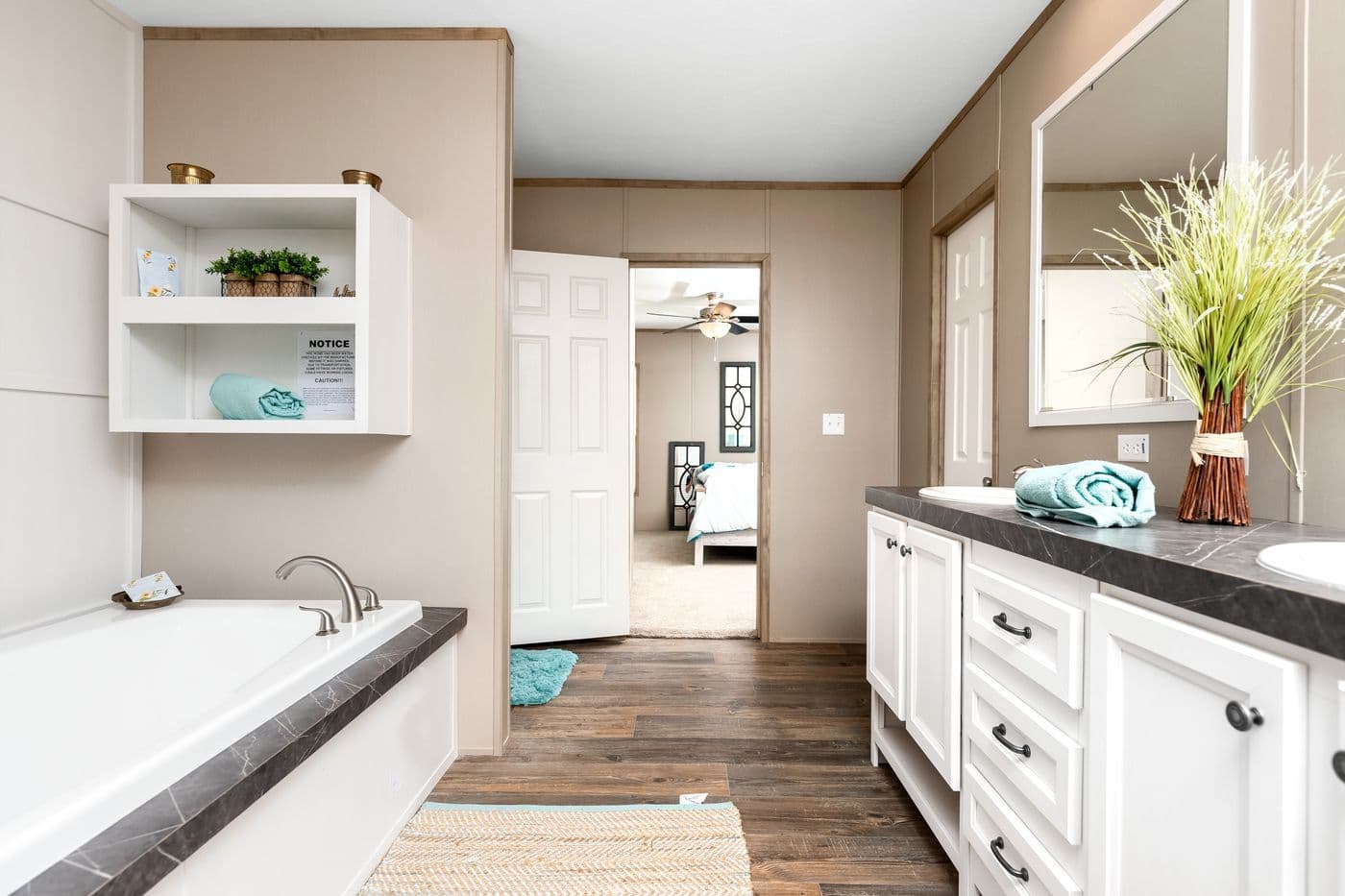 Farmhouse flex bathroom home features