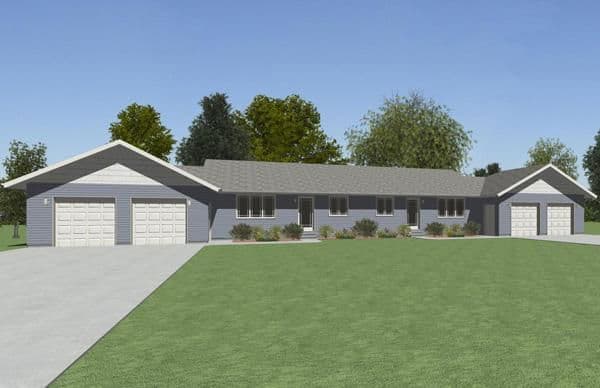 Duplex ranch 2670 elevation and exterior home features