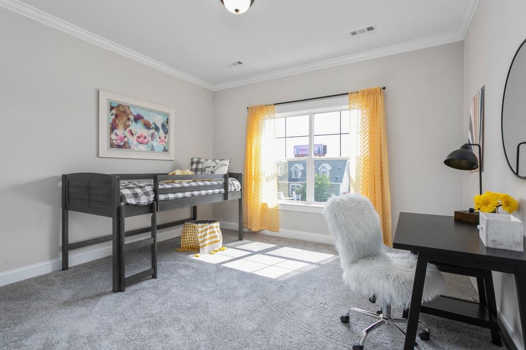 Farmhouse i two story bedroom home features