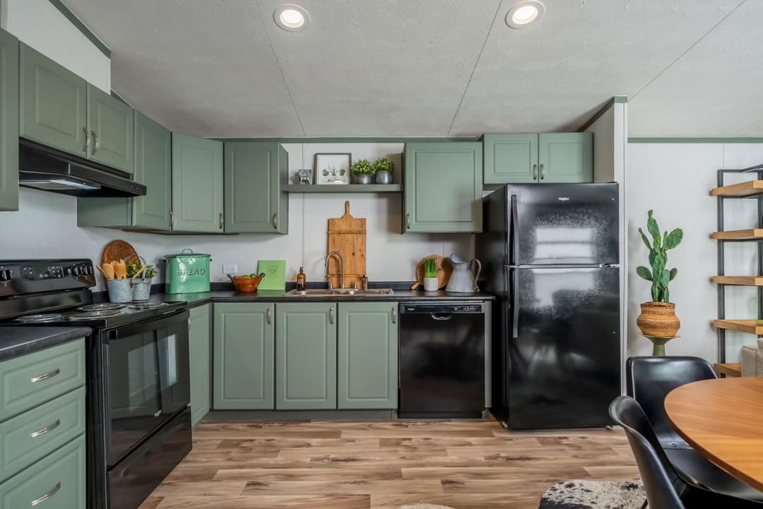 Singlewide s-16×64-32c shed kitchen home features