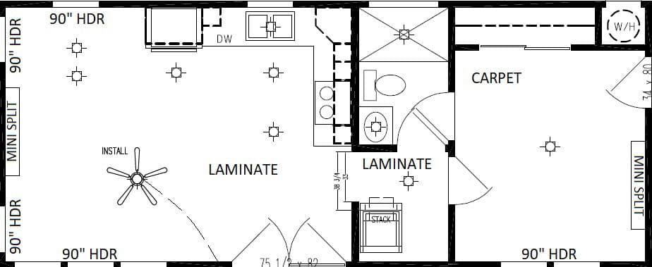 The piedmont (34') - l shaped floor plan home features