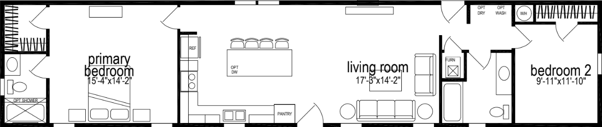 Sunwood single-section f368-ab floor plan home features