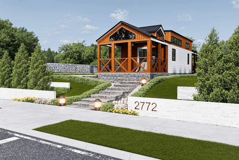 Tumbleweed elevation and exterior home features