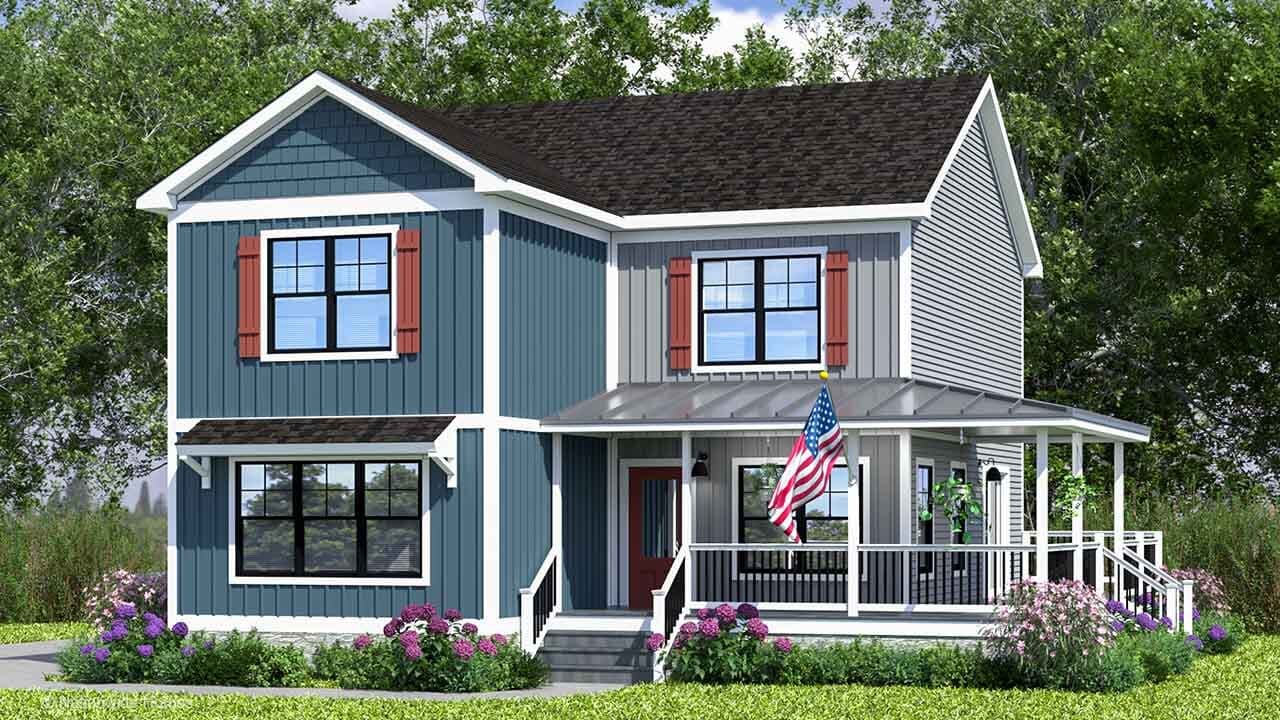 Farmhouse vi two story hero, elevation, and exterior home features