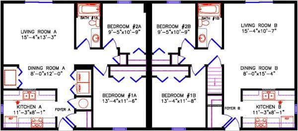 Duplex ranch 2680 floor plan home features