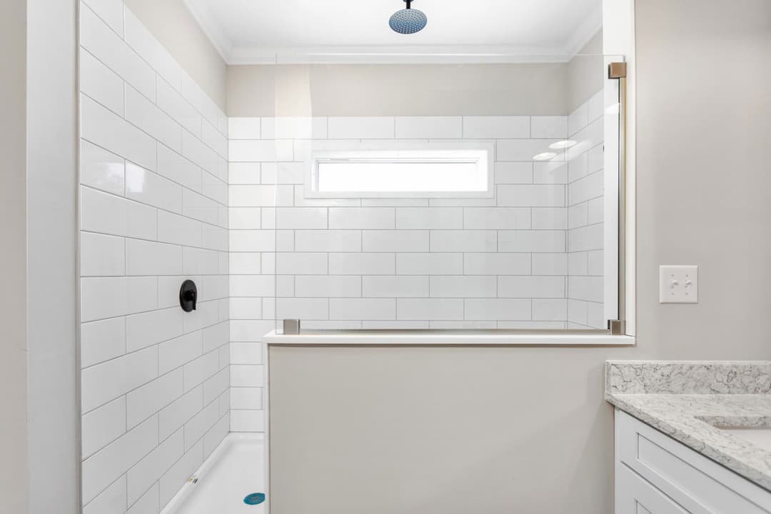 Farmhouse i two story bathroom home features