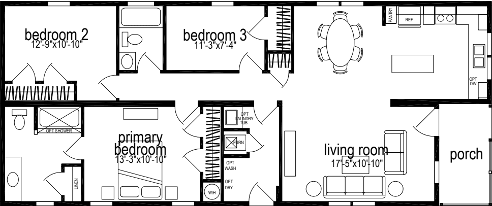Sunwood multi-section f470-aj floor plan home features