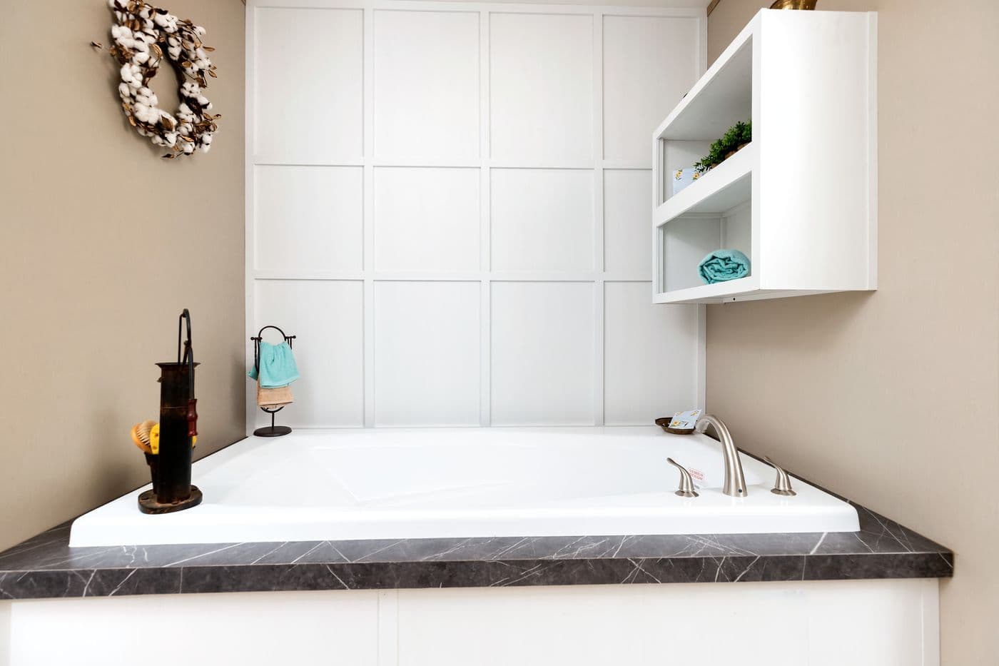 Farmhouse flex bathroom home features