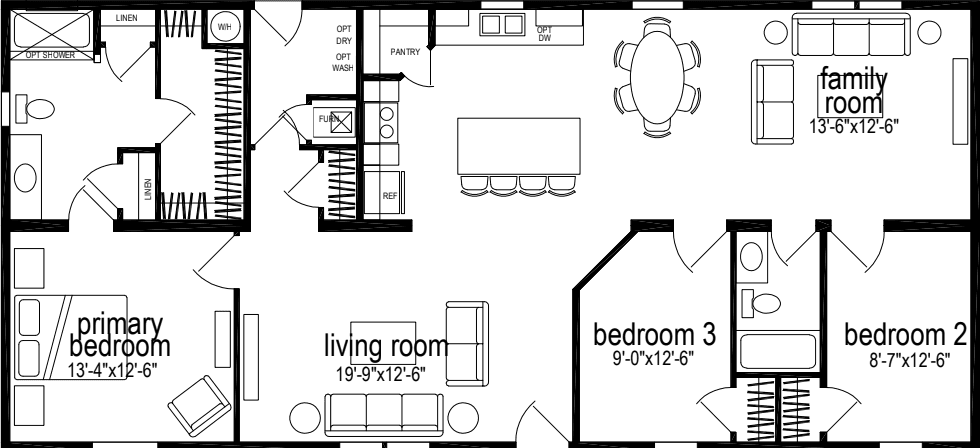 Sunwood multi-section f522-aj floor plan home features