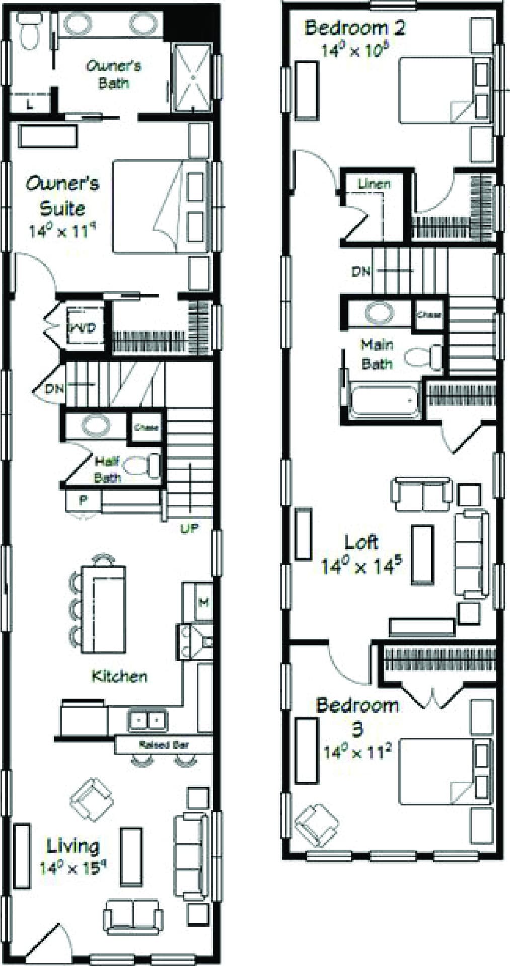 Axios two story floor plan home features