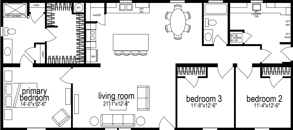 Sunwood multi-section f562-aj floor plan home features