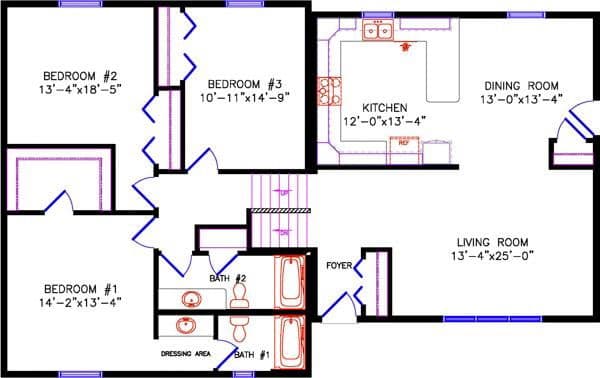 Tri-level 2430 floor plan home features